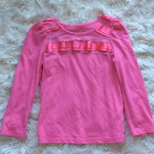 5/$25 ribbon trim pink long sleeve 4T